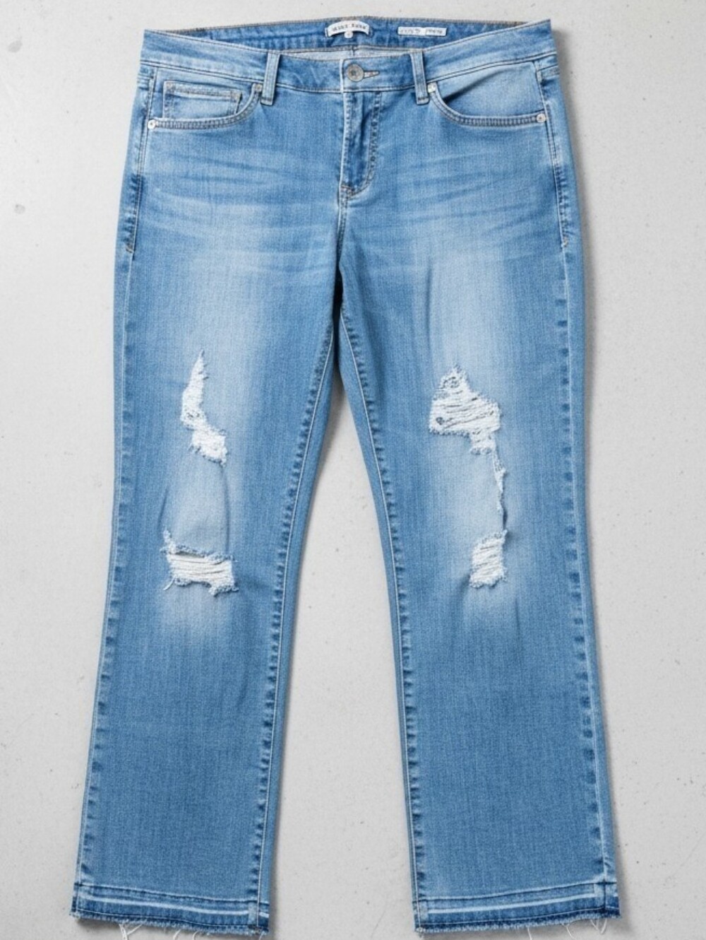 Dear John  Cropped Straight Leg Jeans Raw Hem Distressed Denim Size 30